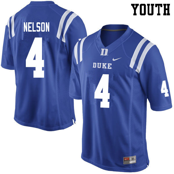 Youth #4 Robert Nelson Duke Blue Devils College Football Jerseys Sale-Blue